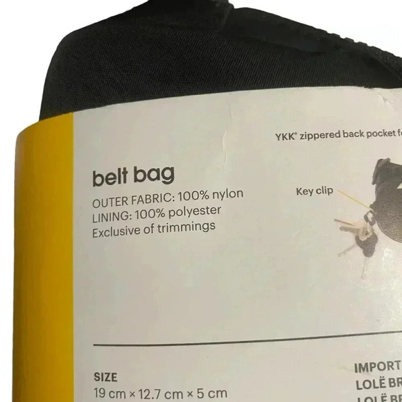 Lole Nylon Belt Bag Unisex OS Black Travel Convenient Hands-Free NEW/ UNOPENED - Picture 4 of 5